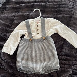 Cat & Jack Cream and Gray Baby Outfit